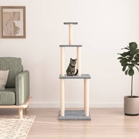  Cat Tree with Sisal Scratching Posts Light Grey 149 cm