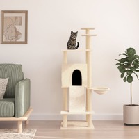  Cat Tree with Sisal Scratching Posts Cream 153 cm
