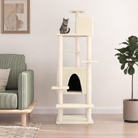  Cat Tree with Sisal Scratching Posts Cream 154 cm