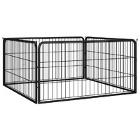  Dog Playpen 4 Panels Black 100x50 cm Powder-coated Steel