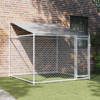  Dog Cage with Roof and Door Grey 2x2x2 m Galvanised Steel