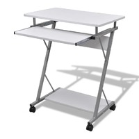  Compact Computer Desk with Pull-out Keyboard Tray White