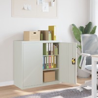  Office Cabinet with 2 Doors Grey 90 cm Steel