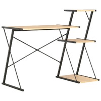  Desk with Shelf Black and Oak 116x50x93 cm