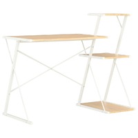  Desk with Shelf White and Oak 116x50x93 cm