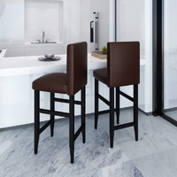  Bar Stools 2 pcs Dark Brown Faux Leather