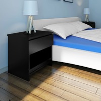  Nightstand with One-Drawer Black 2 pcs