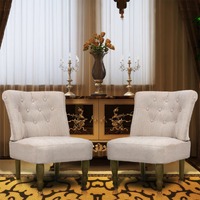  French Chairs 2 pcs Cream Fabric