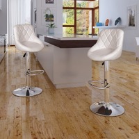  Bar Stools 2 pcs White Faux Leather