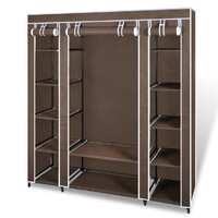  Wardrobe with Compartments and Rods 45x150x176 cm Brown Fabric