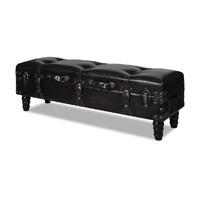  Long Storage Bench Brown MDF and Leather