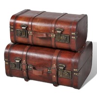  Wooden Treasure Chests 2 pcs Vintage Brown