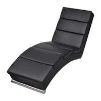  Chaise Longue Black Faux Leather