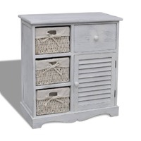  Wooden Cabinet 3 Left Weaving Baskets White