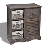  Wooden Cabinet 3 Left Weaving Baskets Brown