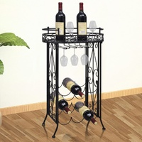  Wine Rack with Glass Holder for 9 Bottles Metal