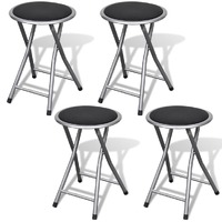  Folding Stools 4 pcs Faux Leather