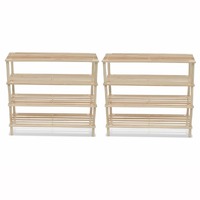  4-Tier Shoe Racks 2 pcs Solid Fir Wood