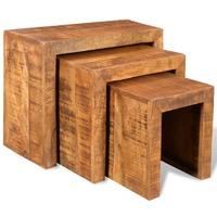  Nesting Table Set 3 Pieces Solid Mango Wood