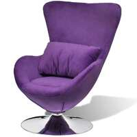  Swivel Egg Chair with Cushion Small Purple Velvet