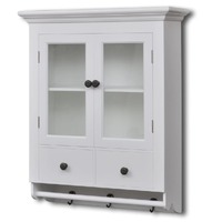 Wooden Kitchen Wall Cabinet with Glass Door White