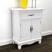  Wooden Cabinet with 2 Doors 1 Drawer White