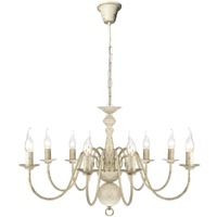  Antique White Metal Chandelier 8 x E14 Bulbs