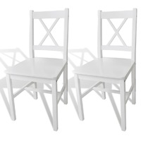  Dining Chairs 2 pcs White Pinewood