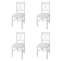  Dining Chairs 4 pcs White Pinewood