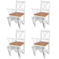  Dining Chairs 4 pcs White Pinewood
