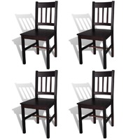  Dining Chairs 4 pcs Dark Brown Pinewood