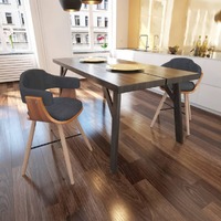  Dining Chairs 2 pcs Dark Grey Bent Wood and Fabric