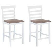  Bar Chairs 2 pcs White Fabric