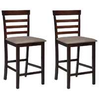  Bar Chairs 2 pcs Brown Fabric