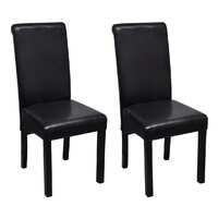  Dining Chairs 2 pcs Black Faux Leather