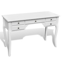  Wooden French Desk with Curved Legs and 5 Drawers