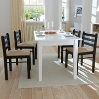  Dining Chairs 4 pcs Brown Solid Rubber Wood and Velvet