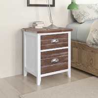  Nightstand 2 pcs with 2 Drawers Brown and White
