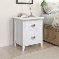  Nightstand 2 pcs with 2 Drawers White