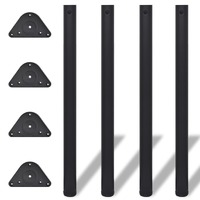  Adjustable Table Legs 4 pcs Black 870 mm