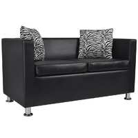 Sofa 2-Seater Artificial Leather Black
