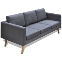  Sofa 3-Seater Fabric Dark Grey