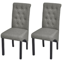  Dining Chairs 2 pcs Light Grey Fabric