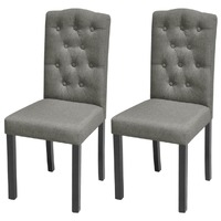  Dining Chairs 2 pcs Grey Fabric
