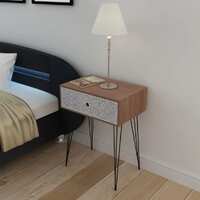  Nightstand with 1 Drawer Rectangular Brown