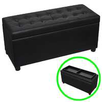  Storage Ottoman Artificial Leather Black
