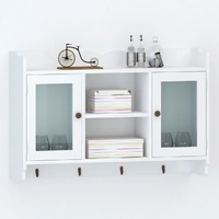  Wall Cabinet Display Shelf Book/DVD/Glass Storage White MDF