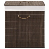  Bamboo Laundry Bin Rectangular Dark Brown