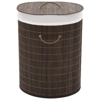  Bamboo Laundry Bin Oval Dark Brown