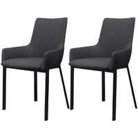  Dining Chairs 2 pcs Dark Grey Fabric